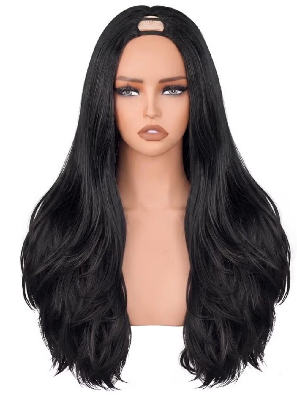 Yaki Wavy V Part Layered Half Wig 180% Density Wear & Go Glueless Synthetic 26"